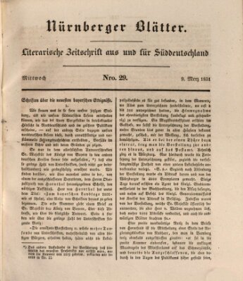 Nürnberger Blätter Mittwoch 9. März 1831