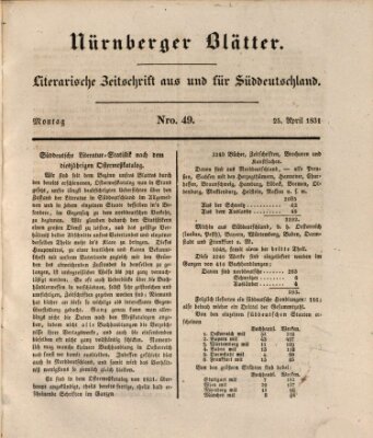 Nürnberger Blätter Montag 25. April 1831