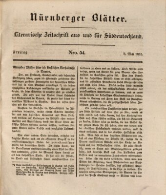 Nürnberger Blätter Freitag 6. Mai 1831