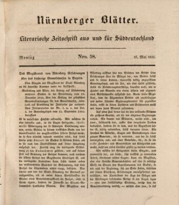 Nürnberger Blätter Montag 16. Mai 1831