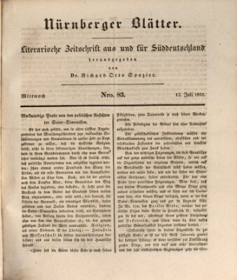 Nürnberger Blätter Mittwoch 13. Juli 1831