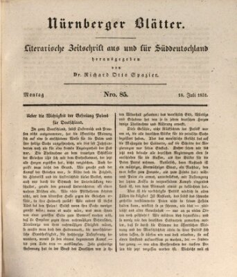 Nürnberger Blätter Montag 18. Juli 1831