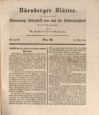 Nürnberger Blätter Mittwoch 20. Juli 1831