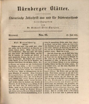Nürnberger Blätter Mittwoch 27. Juli 1831