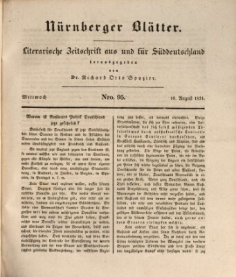 Nürnberger Blätter Mittwoch 10. August 1831