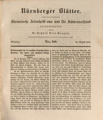 Nürnberger Blätter Montag 22. August 1831