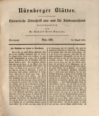 Nürnberger Blätter Mittwoch 24. August 1831