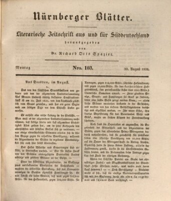 Nürnberger Blätter Montag 29. August 1831