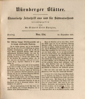 Nürnberger Blätter Freitag 23. September 1831