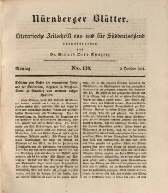 Nürnberger Blätter Montag 3. Oktober 1831