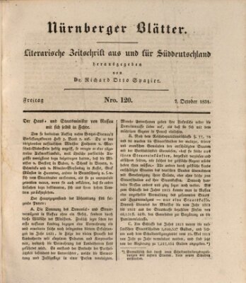 Nürnberger Blätter Freitag 7. Oktober 1831