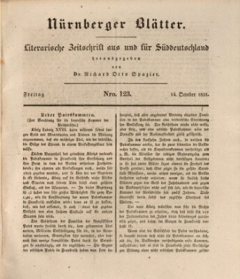 Nürnberger Blätter Freitag 14. Oktober 1831