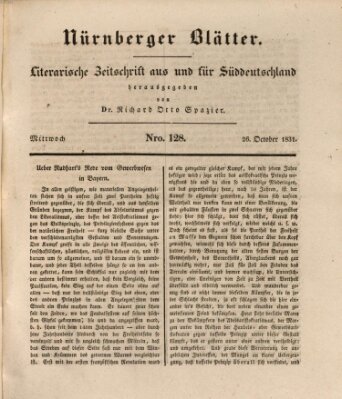 Nürnberger Blätter Mittwoch 26. Oktober 1831