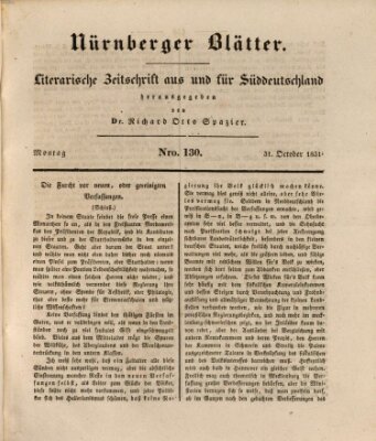 Nürnberger Blätter Montag 31. Oktober 1831