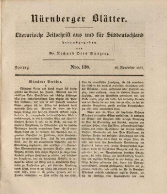 Nürnberger Blätter Freitag 18. November 1831