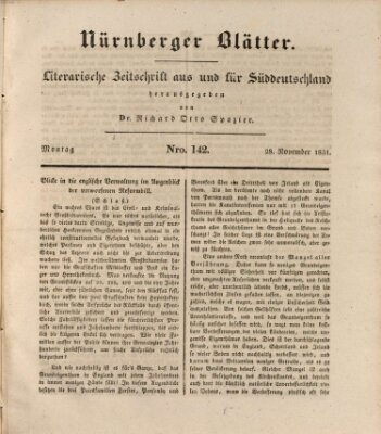 Nürnberger Blätter Montag 28. November 1831