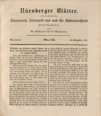 Nürnberger Blätter Mittwoch 30. November 1831