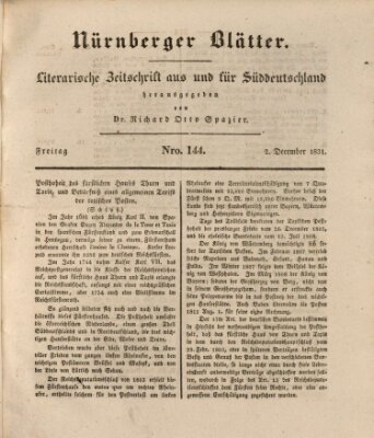 Nürnberger Blätter Freitag 2. Dezember 1831