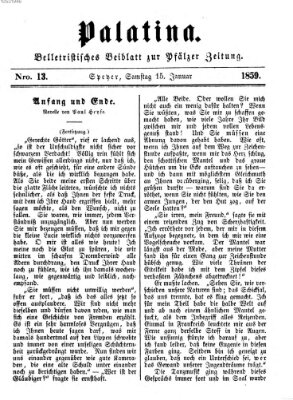 Palatina (Pfälzer Zeitung) Samstag 15. Januar 1859