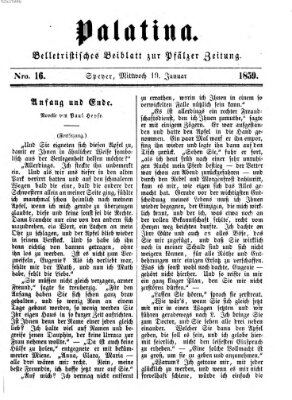 Palatina (Pfälzer Zeitung) Mittwoch 19. Januar 1859