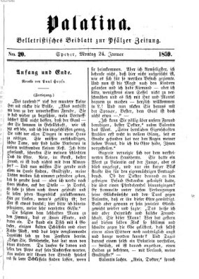 Palatina (Pfälzer Zeitung) Montag 24. Januar 1859