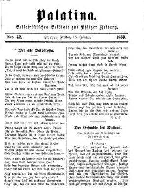 Palatina (Pfälzer Zeitung) Freitag 18. Februar 1859