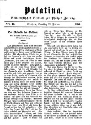 Palatina (Pfälzer Zeitung) Samstag 19. Februar 1859