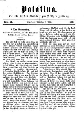 Palatina (Pfälzer Zeitung) Montag 7. März 1859