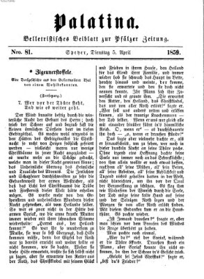 Palatina (Pfälzer Zeitung) Dienstag 5. April 1859