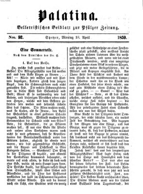 Palatina (Pfälzer Zeitung) Monday 18. April 1859