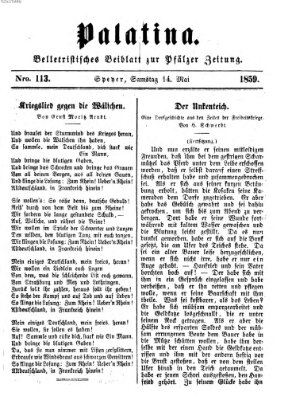 Palatina (Pfälzer Zeitung) Samstag 14. Mai 1859