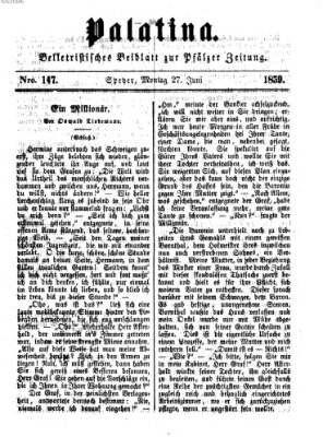 Palatina (Pfälzer Zeitung) Montag 27. Juni 1859