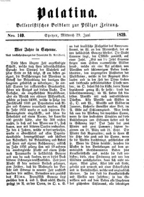 Palatina (Pfälzer Zeitung) Mittwoch 29. Juni 1859