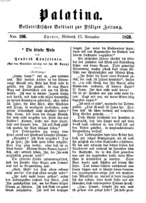 Palatina (Pfälzer Zeitung) Mittwoch 23. November 1859