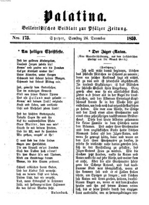 Palatina (Pfälzer Zeitung) Samstag 24. Dezember 1859