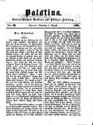 Palatina (Pfälzer Zeitung) Samstag 4. August 1860