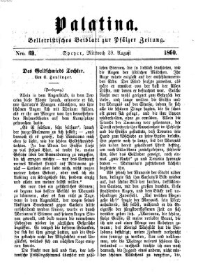 Palatina (Pfälzer Zeitung) Mittwoch 29. August 1860