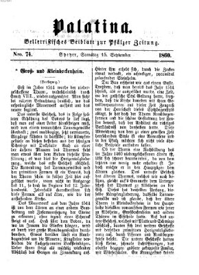 Palatina (Pfälzer Zeitung) Samstag 15. September 1860