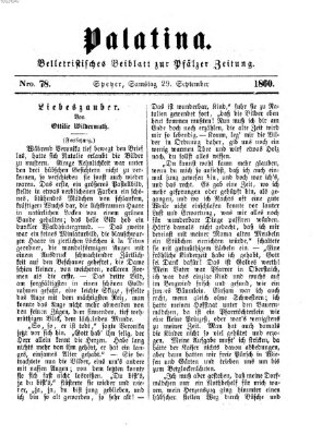 Palatina (Pfälzer Zeitung) Samstag 29. September 1860