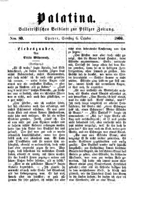 Palatina (Pfälzer Zeitung) Samstag 6. Oktober 1860