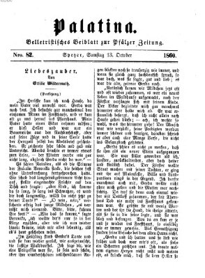 Palatina (Pfälzer Zeitung) Samstag 13. Oktober 1860