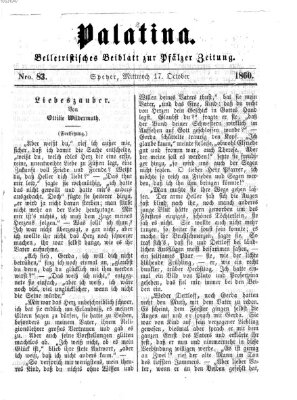 Palatina (Pfälzer Zeitung) Mittwoch 17. Oktober 1860