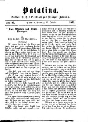 Palatina (Pfälzer Zeitung) Samstag 27. Oktober 1860