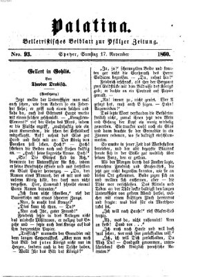 Palatina (Pfälzer Zeitung) Samstag 17. November 1860