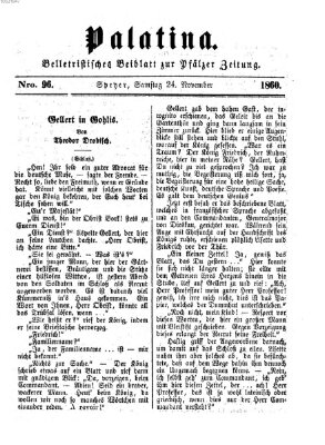 Palatina (Pfälzer Zeitung) Samstag 24. November 1860