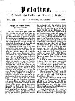 Palatina (Pfälzer Zeitung) Donnerstag 13. Dezember 1860