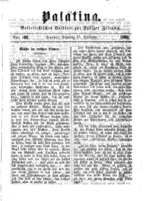 Palatina (Pfälzer Zeitung) Samstag 15. Dezember 1860