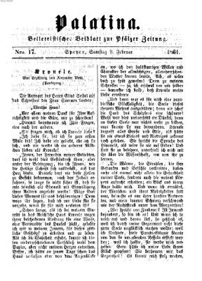 Palatina (Pfälzer Zeitung) Samstag 9. Februar 1861