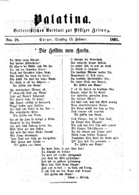 Palatina (Pfälzer Zeitung) Dienstag 12. Februar 1861