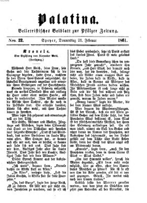 Palatina (Pfälzer Zeitung) Donnerstag 21. Februar 1861